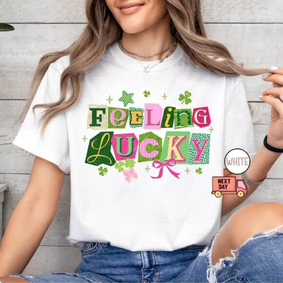 Tops - Feeling Lucky Shirt, St Patricks Day Tshirt, Cute Gift Shirt